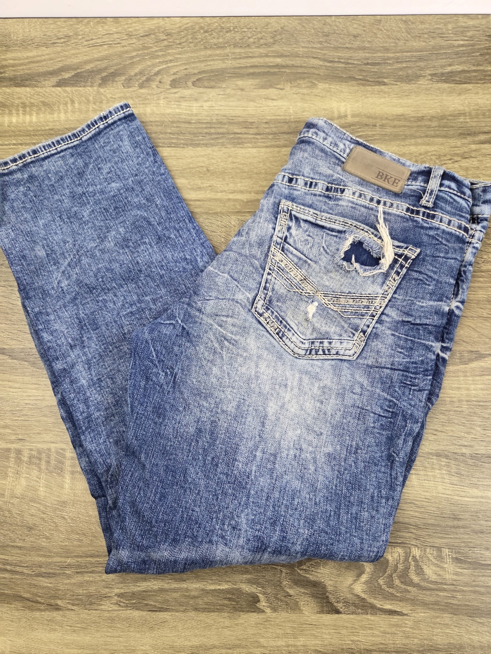 Buckle BKE Tyler Straight Leg Jeans Men's 36x30 Blue Denim Stretch Distressed